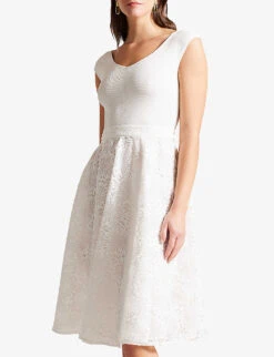 Ted Baker Annikaa Floral-embroidered Woven Midi Dress -Reisi Clothing Shop R04142371 WHITE ALT02