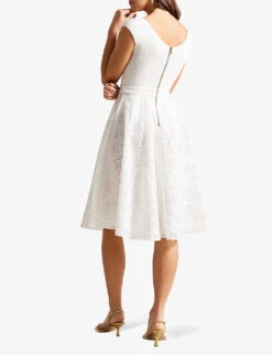 Ted Baker Annikaa Floral-embroidered Woven Midi Dress -Reisi Clothing Shop R04142371 WHITE ALT03