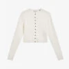 Ted Baker Camilda Cropped Stretch Recycled Viscose-blend Cardigan 1 Ted Baker Camilda Cropped Stretch Recycled Viscose-blend Cardigan -Reisi Clothing Shop R04142373 WHITE M