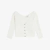 Ted Baker Cropped V-neck Stretch-woven Cardigan -Reisi Clothing Shop R04142377 WHITE M