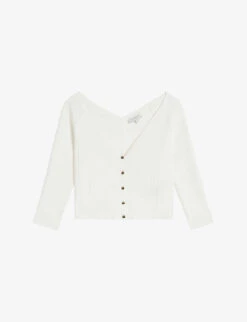 Ted Baker Cropped V-neck Stretch-woven Cardigan