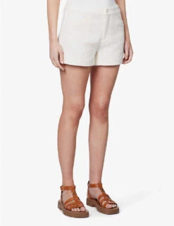 Paige Patrizia Mid-rise Cotton-rayon Blend Shorts -Reisi Clothing Shop R04144133 CREAM ALT02