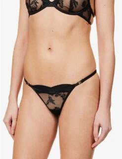 BLUEBELLA Cassandra Floral-embroidered Stretch-woven Briefs -Reisi Clothing Shop R04144703 BLACK ALT02