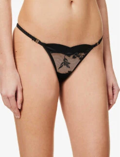 BLUEBELLA Cassandra Floral-embroidered Stretch-woven Briefs -Reisi Clothing Shop R04144703 BLACK ALT04