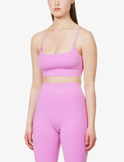 Scoop-neck Adjustable-strap Stretch-recycled Polyester Bra -Reisi Clothing Shop R04144962 PURPLE ALT02