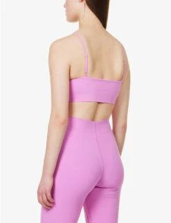 Scoop-neck Adjustable-strap Stretch-recycled Polyester Bra -Reisi Clothing Shop R04144962 PURPLE ALT03