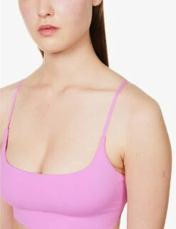 Scoop-neck Adjustable-strap Stretch-recycled Polyester Bra -Reisi Clothing Shop R04144962 PURPLE ALT04