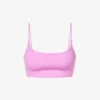 Scoop-neck Adjustable-strap Stretch-recycled Polyester Bra -Reisi Clothing Shop R04144962 PURPLE M