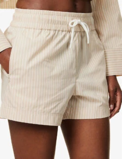 FRAME Drawstring Striped Cotton-blend Shorts -Reisi Clothing Shop R04146400 SANDMULTI ALT04