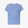 FRAME Easy True Striped Organic-linen Top -Reisi Clothing Shop R04146425 COBALTMULTI M