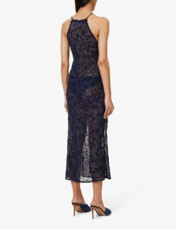 Folegandros Floral-pattern Woven Midi Dress -Reisi Clothing Shop R04147070 NAVY ALT03