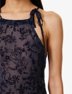 Folegandros Floral-pattern Woven Midi Dress -Reisi Clothing Shop R04147070 NAVY ALT04