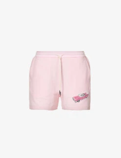 Car-appliquéd Mid-rise Cotton Shorts