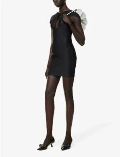 Coperni Twist-pattern Cut-out Stretch-woven Mini Dress -Reisi Clothing Shop R04147531 BLACKBLACK ALT01