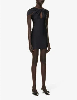 Coperni Twist-pattern Cut-out Stretch-woven Mini Dress -Reisi Clothing Shop R04147531 BLACKBLACK ALT02