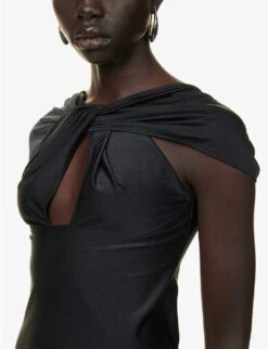Coperni Twist-pattern Cut-out Stretch-woven Mini Dress -Reisi Clothing Shop R04147531 BLACKBLACK ALT04
