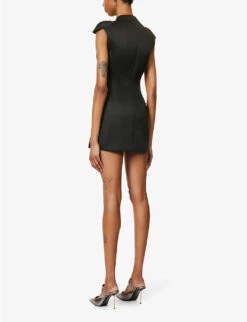 Coperni Structured-cups A-line Woven Mini Dress -Reisi Clothing Shop R04147543 BLACKBLACK ALT03