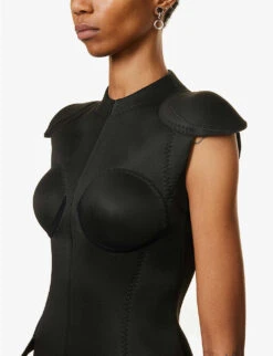 Coperni Structured-cups A-line Woven Mini Dress -Reisi Clothing Shop R04147543 BLACKBLACK ALT04