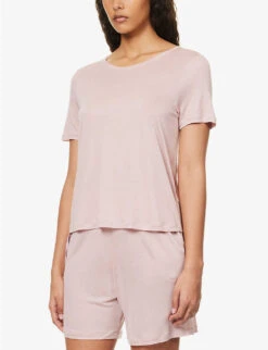 HANRO Lou Scoop-neck Regular-fit Jersey T-shirt -Reisi Clothing Shop R04148494 PALEPINK ALT02