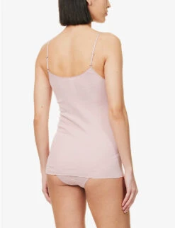 HANRO Seamless Spaghetti-strap Cotton-jersey Top -Reisi Clothing Shop R04148502 PALEPINK ALT03