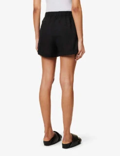 Emery Mid-rise Cotton And Linen-blend Shorts -Reisi Clothing Shop R04149653 BLACK ALT03