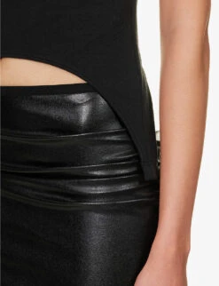 Helmut Lang Cut-out Slim-fit Cotton-blend T-shirt -Reisi Clothing Shop R04150626 BLACK ALT04