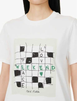 Weekend Max Mara Sante Brand-print Cotton T-shirt -Reisi Clothing Shop R04151194 WHITE001 ALT04