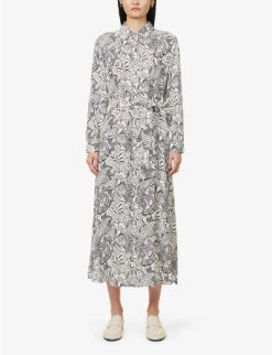 Weekend Max Mara Klenia Floral-print Woven Maxi Dress -Reisi Clothing Shop R04151215 BLACK ALT02