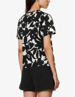 Weekend Max Mara Cerchio Floral-pattern Cotton T-shirt -Reisi Clothing Shop R04151220 BLACK ALT03