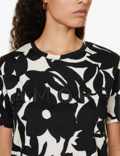 Weekend Max Mara Cerchio Floral-pattern Cotton T-shirt -Reisi Clothing Shop R04151220 BLACK ALT04