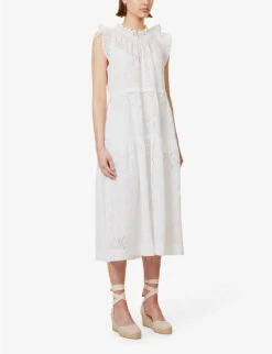 ME AND EM Broderie Cotton Maxi Dress -Reisi Clothing Shop R04151481 SOFTWHITE ALT02