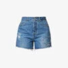 ME AND EM High-rise Distressed-panel Denim Shorts -Reisi Clothing Shop R04151522 BLUE M
