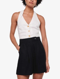 Fidel Tabbed Linen Shorts -Reisi Clothing Shop R04151537 BLACK ALT02