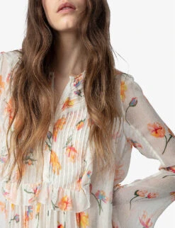 Zadig & Voltaire Rackel Floral-print Asymmetric-hem Woven Mini Dress -Reisi Clothing Shop R04151968 MASTIC ALT04