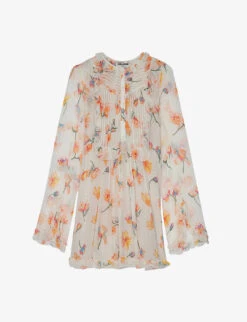 Zadig & Voltaire Rackel Floral-print Asymmetric-hem Woven Mini Dress