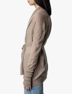 Zadig & Voltaire Hazzel Self Tie-fastened Cashmere Cardigan -Reisi Clothing Shop R04151970 FICELLE ALT02