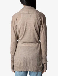 Zadig & Voltaire Hazzel Self Tie-fastened Cashmere Cardigan -Reisi Clothing Shop R04151970 FICELLE ALT03
