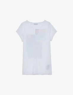 Zadig & Voltaire Henley Lion Palm Photo-print Organic-cotton T-shirt