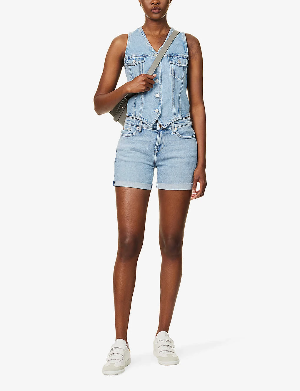 7 For All Mankind Boy Faded-wash Stretch-denim Shorts 4 7 For All Mankind Boy Faded-wash Stretch-denim Shorts - Image 2