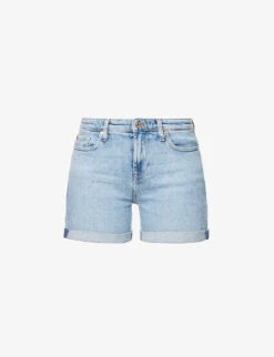 7 For All Mankind Boy Faded-wash Stretch-denim Shorts