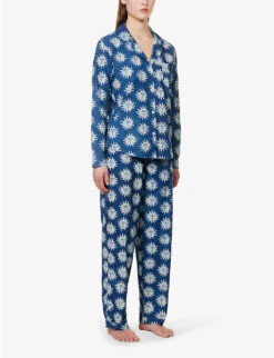 Helios Sun-print Cotton Pyjama Set -Reisi Clothing Shop R04152382 INDIGO ALT02