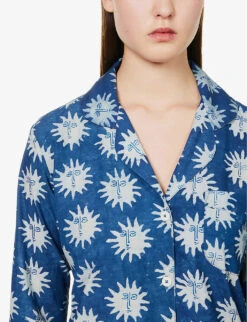 Helios Sun-print Cotton Pyjama Set -Reisi Clothing Shop R04152382 INDIGO ALT04