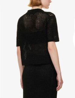 THEORY Textured Short-sleeved Cotton Knitted Shirt -Reisi Clothing Shop R04152404 BLACK ALT03