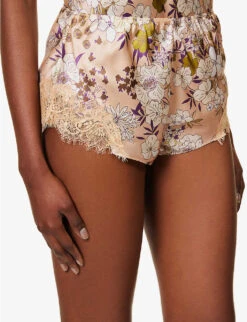 Scarlett Floral-print Silk Pyjama Shorts 11 Scarlett Floral-print Silk Pyjama Shorts -Reisi Clothing Shop R04152490 HEATHERFAY ALT04