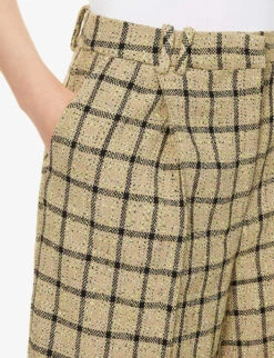 Ganni Checked Mid-rise Organic Cotton-blend Shorts -Reisi Clothing Shop R04152920 TENDERSHOOTS ALT04