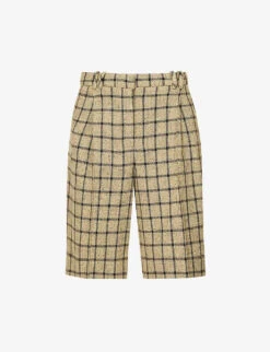Ganni Checked Mid-rise Organic Cotton-blend Shorts