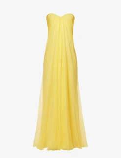 Alexander McQueen Sweetheart-neck Draped Silk Maxi Dress