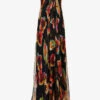 Alexander McQueen Orchid-print Corset-bodice Silk Maxi Dress -Reisi Clothing Shop R04153252 BLACK M