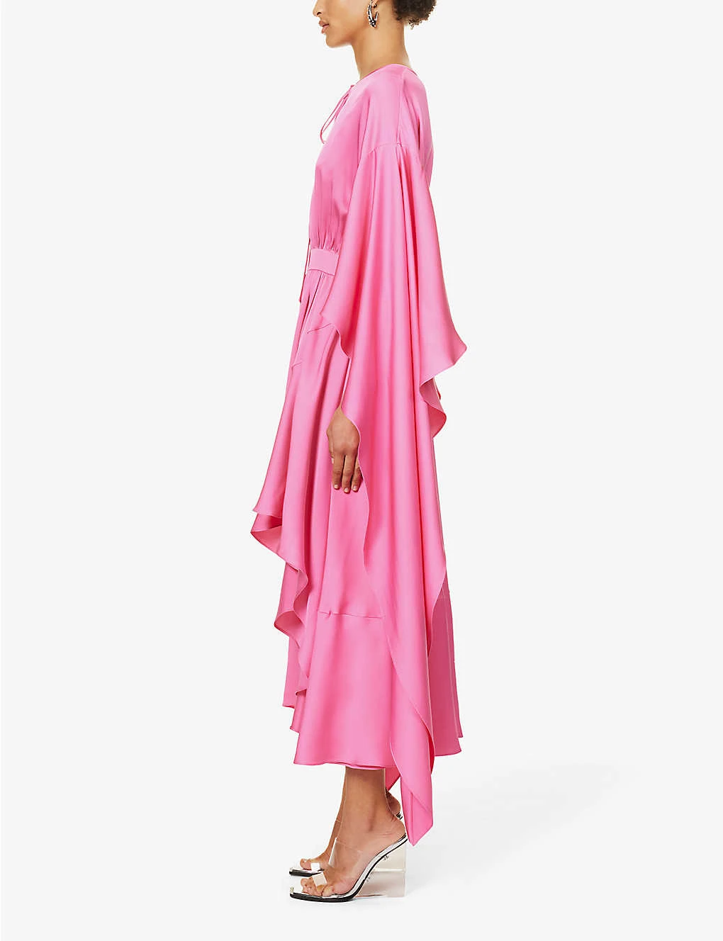 Alexander McQueen Asymmetric-hem Ruffle-trim Silk Midi Dress 4 Alexander McQueen Asymmetric-hem Ruffle-trim Silk Midi Dress - Image 2