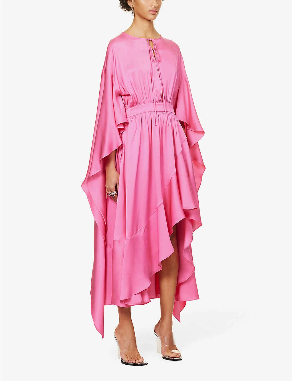 Alexander McQueen Asymmetric-hem Ruffle-trim Silk Midi Dress 5 Alexander McQueen Asymmetric-hem Ruffle-trim Silk Midi Dress - Image 3